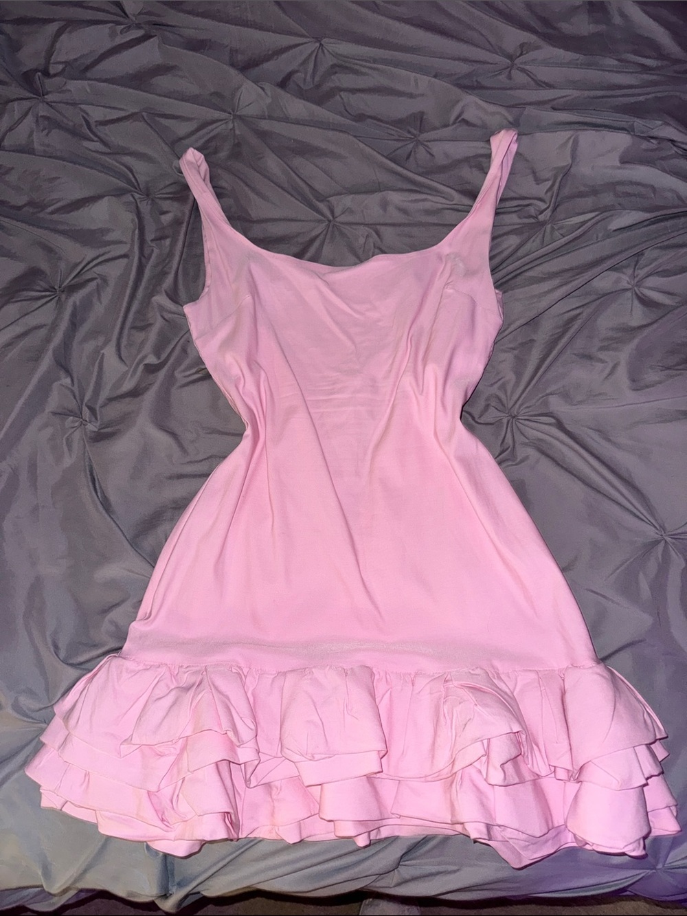 Windsor Pink Ruffle-Hem Mini Dress